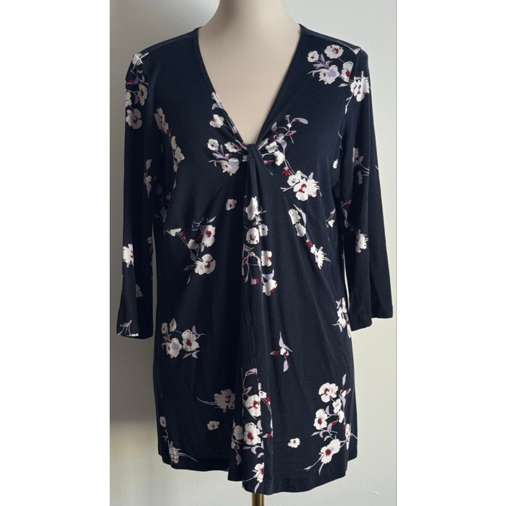 Women's Ellos Black Floral Tunic Top Plus Size 14